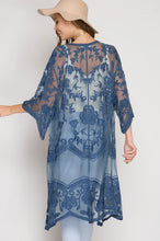 Faith Lace Kimono Cardi in Dusty Blue