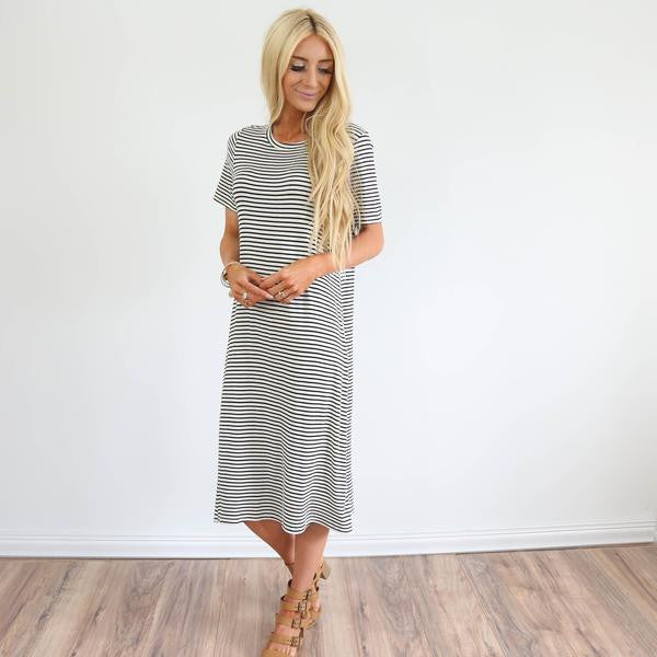 S & Co. Finley Stripe Dress in Ivory