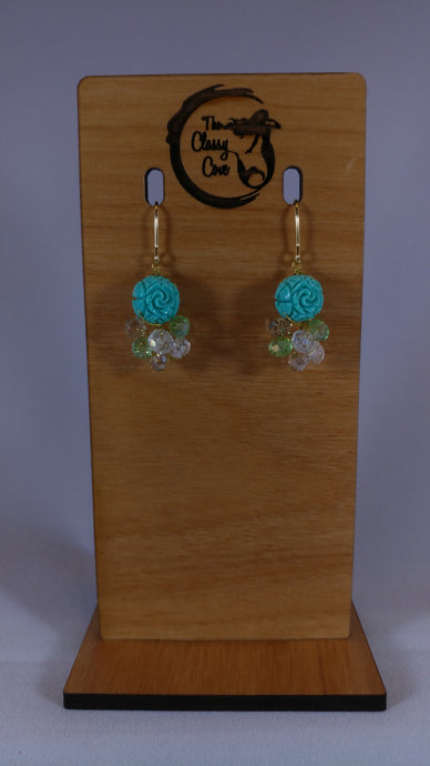 Romantic Rose Earrings in Teal