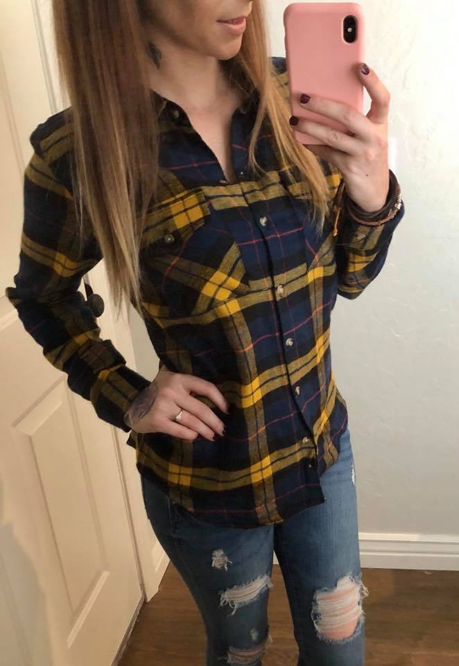 Gisele Flannel Top in Mustard and Black