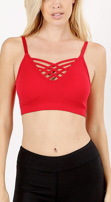 Strappy V Bralette in Ruby Red