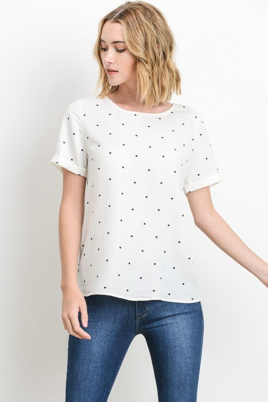 Little Hearts Top in White