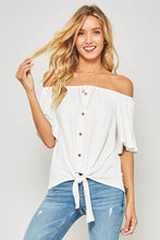 Annessa Off-Shoulder Button Up Top in Ivory