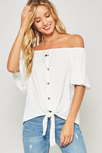 Annessa Off-Shoulder Button Up Top in Ivory