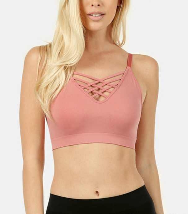 Strappy V Bralette in Dusty Rose