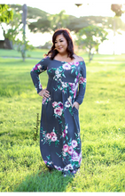 Aria Floral Dress in Grey