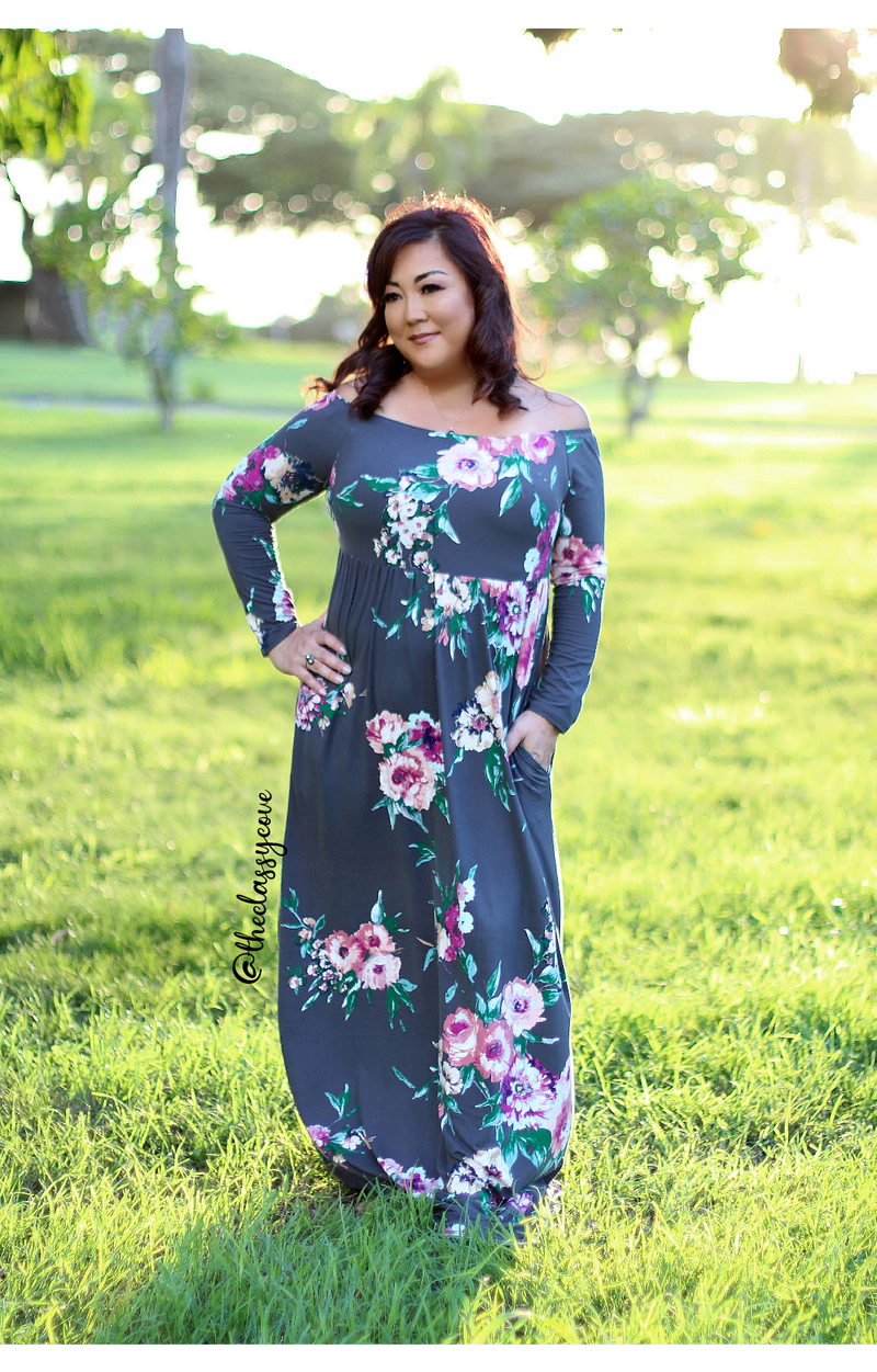 Aria Floral Dress in Grey The Classy Cove