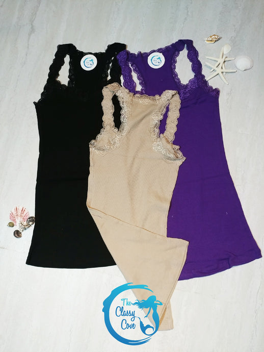 Lace Racerback Tank in Black